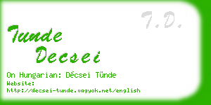 tunde decsei business card